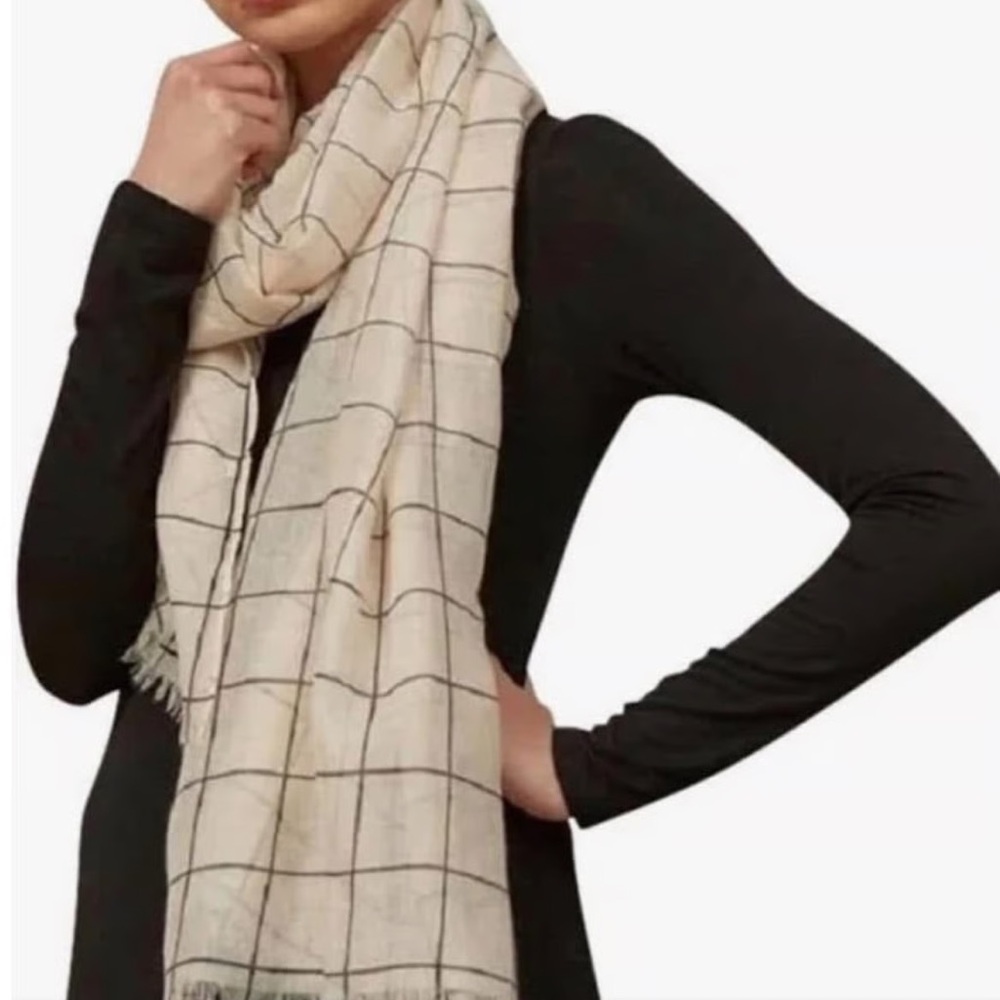 Elegant Cream Checkered Rachel Pally scarf